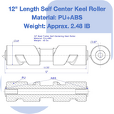 12 Inch Self Centering Keel Roller Red by 5/8 Inch Shaft