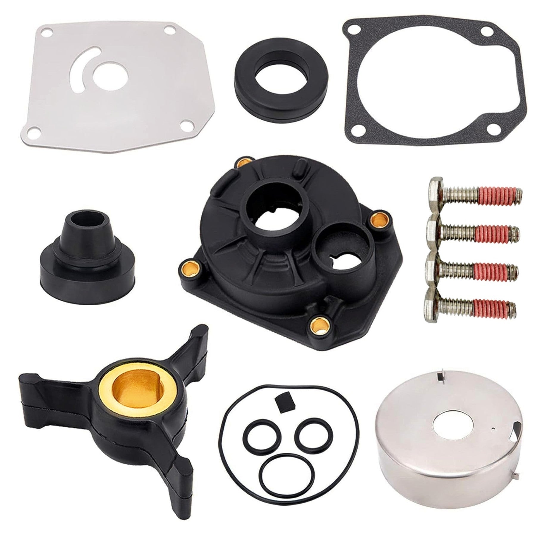 Water Pump Impeller Kit For Johnson Evinrude OMC 8, 9.9, 15 HP Outboards – Replaces 0394711